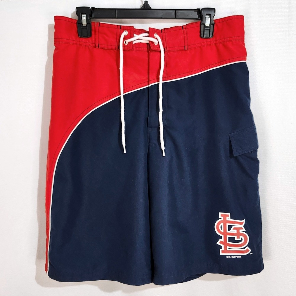 St Louis Cardinals Lined Board Shorts MLB Mens‎ Large Navy Red Colorblock 2008